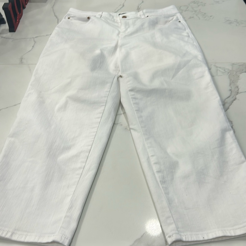 Talbots High Waist Straight Ankle White Jeans. Size 12 - Picture 3 of 14